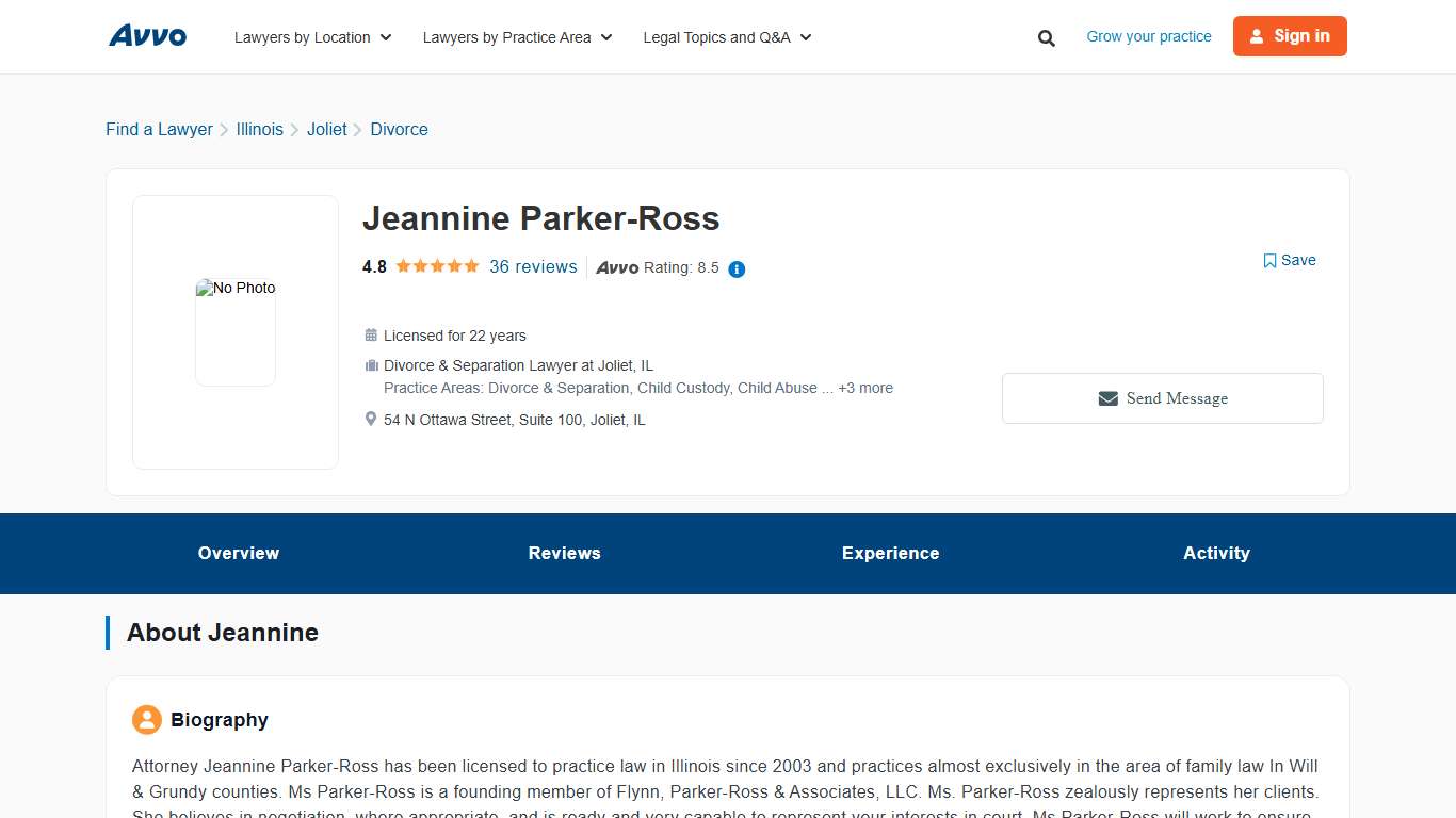 Jeannine Parker-Ross Profile - Joliet, IL Divorce Lawyer